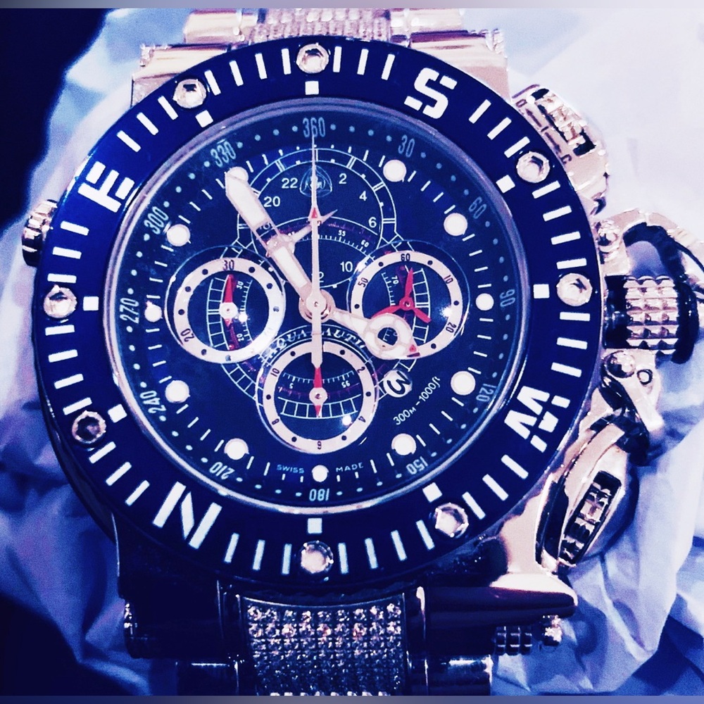 Aquanautic King Cuda GMT Chronograph 47mm, Blue Bezel/Diamond & Steel Bracelets